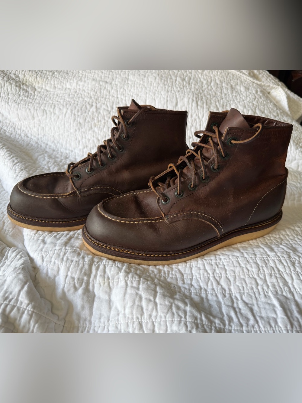 Red Wing Shoes Brown Leather Moc Toe Lace-Up Boots